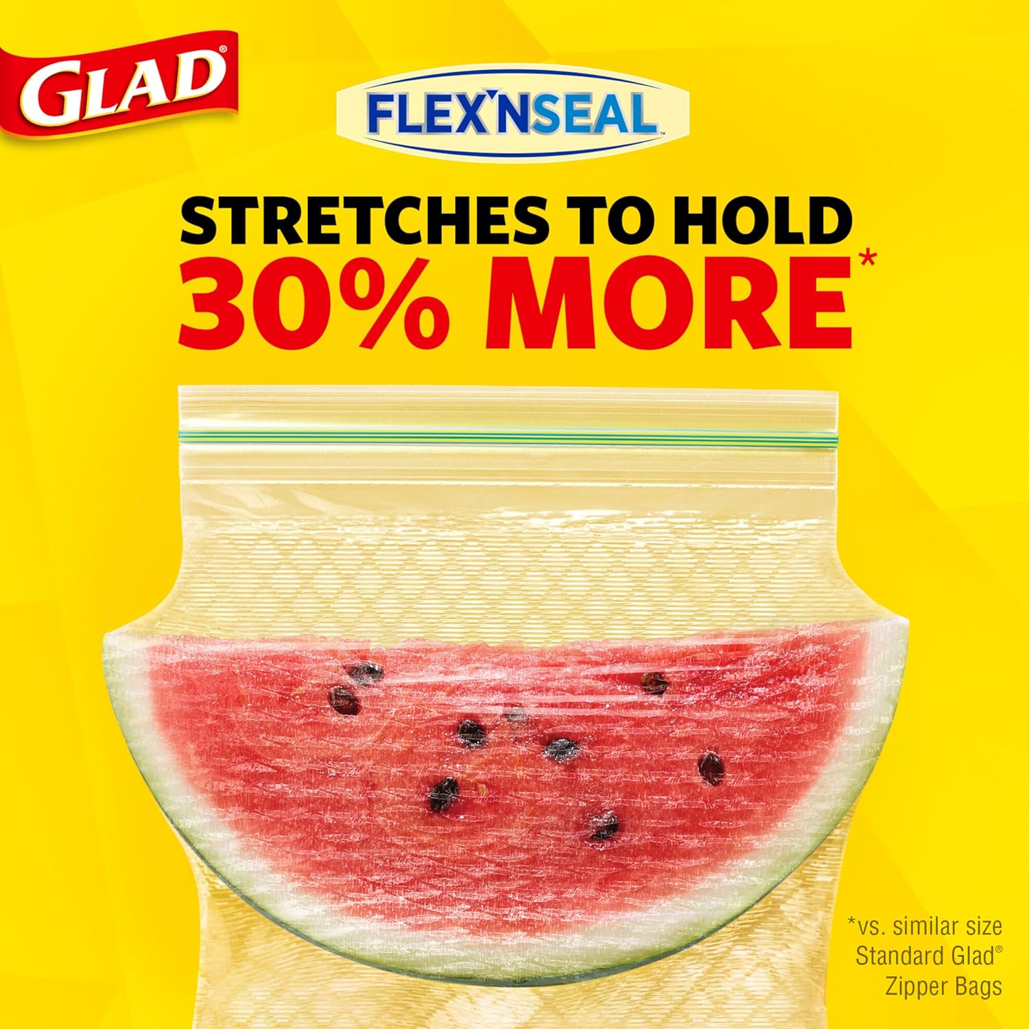 Glad Flex'N Seal Food Storage Plastic Bags, Quart, 38 Count (Package May Vary)