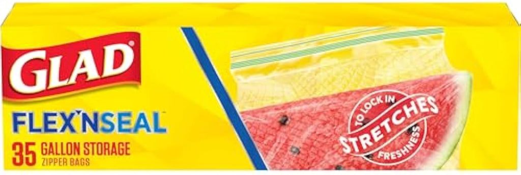 Glad Flex'N Seal Food Storage Plastic Bags, Gallon, 35 Count (Package May Vary)