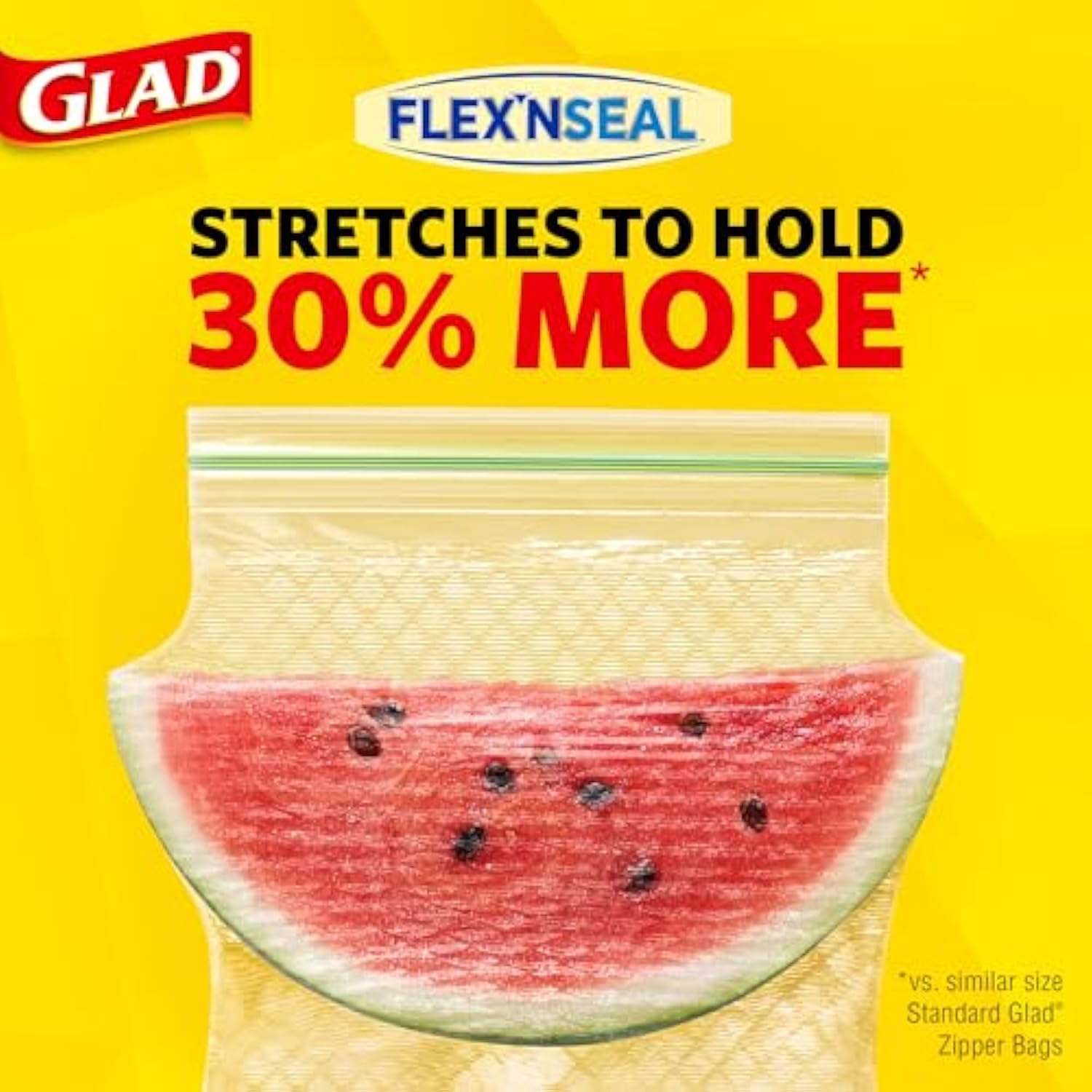 Glad Flex'N Seal Food Storage Plastic Bags, Sandwich, 100 Count, Pack of 4 (Package May Vary)