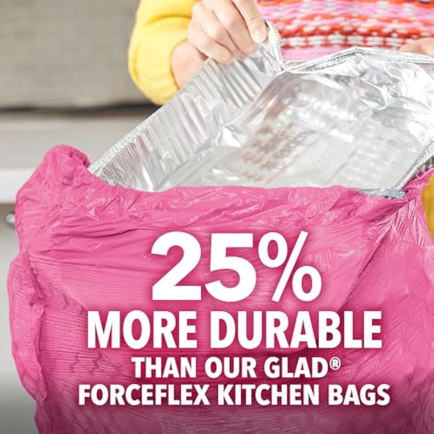 Glad ForceFlex MaxStrength Kitchen Trash Bags, 13 Gal, Bahama Bliss Febreze, 90 Ct