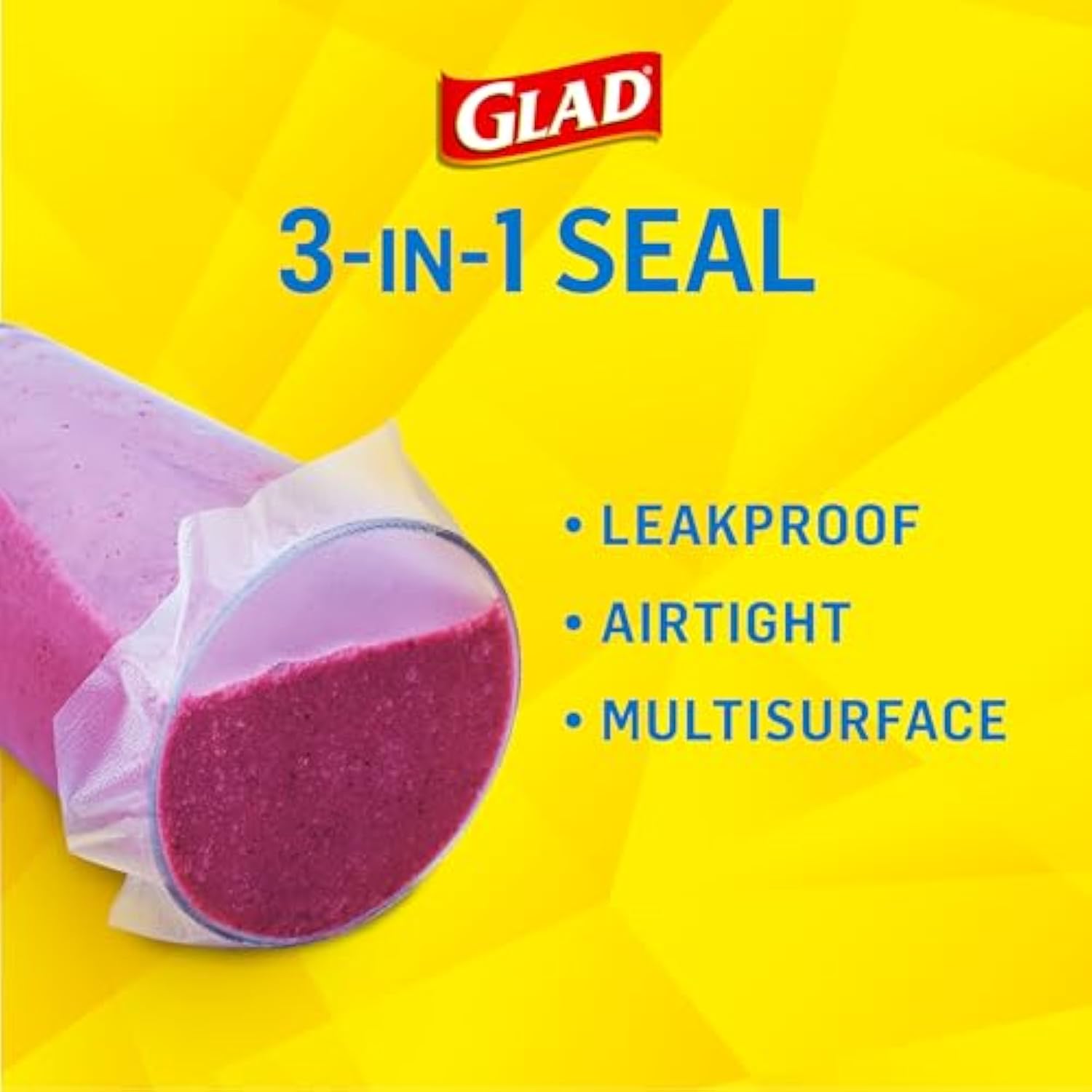 Glad Press'N Seal Plastic Food Wrap, 100 Square Foot Roll, Pack of 3, (Package May Vary)