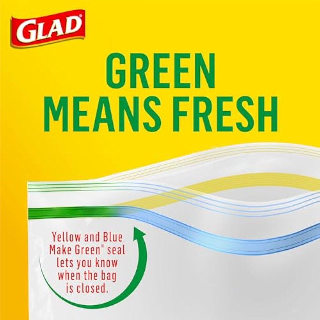 Glad Zipper Food Storage Plastic Bags, Gallon, 20 Count (Packaging May Vary)