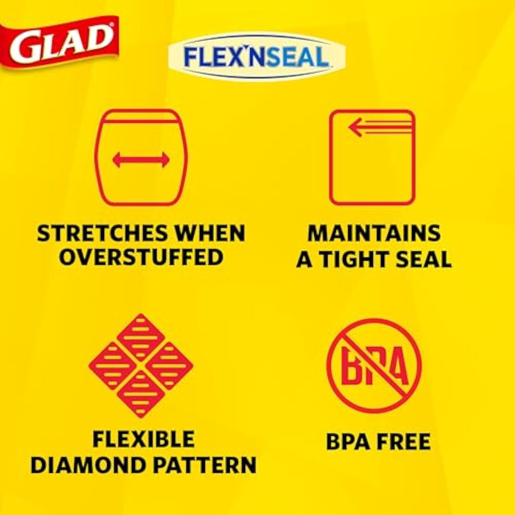 Glad Flex'N Seal Food Storage Plastic Bags, Gallon, 35 Count (Package May Vary)