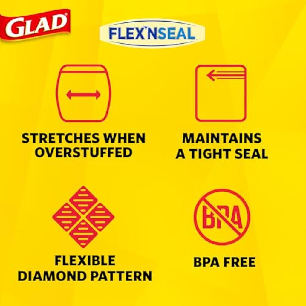 Glad Flex'N Seal Food Storage Plastic Bags, Sandwich, 100 Count, Pack of 4 (Package May Vary)