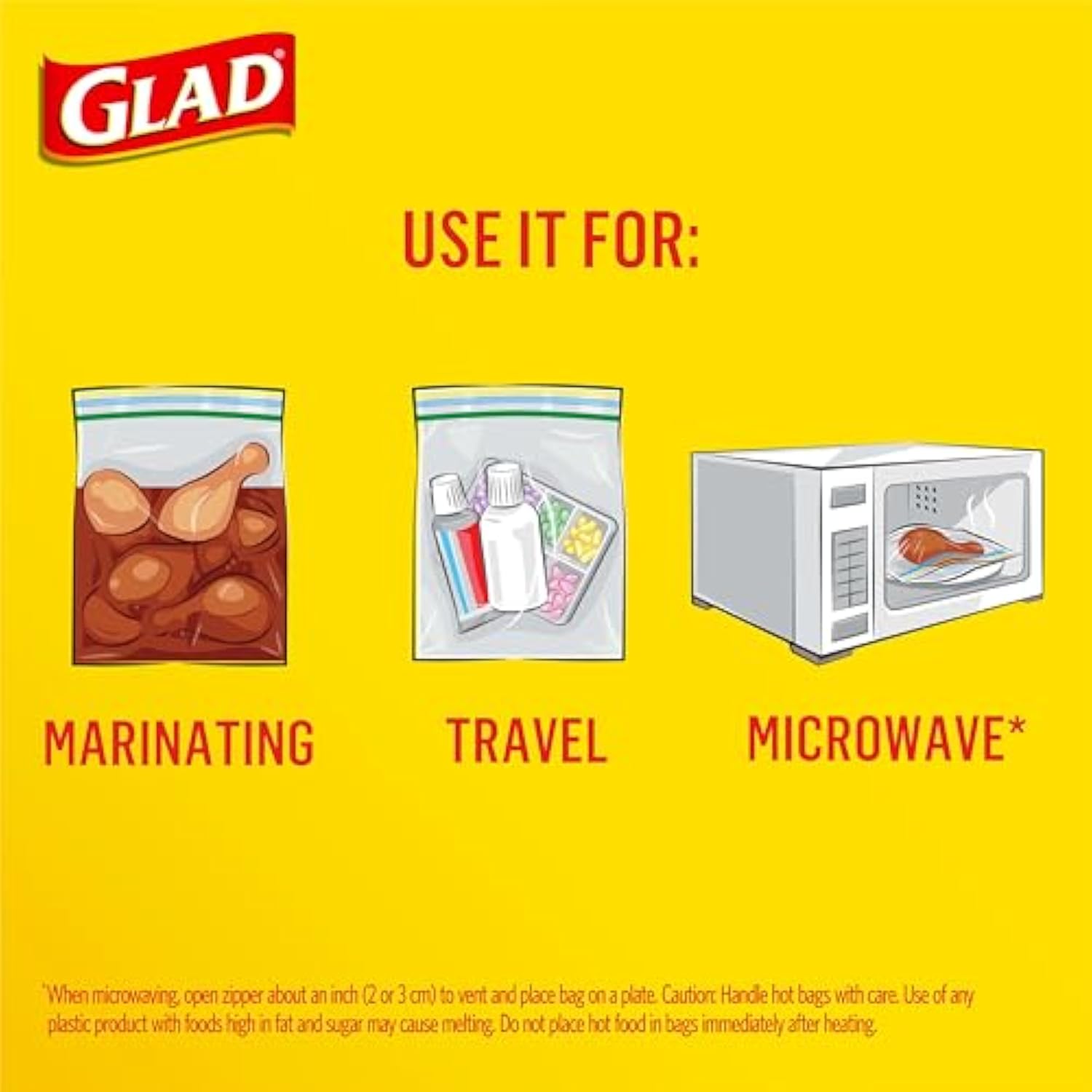 Glad Zipper Food Storage Plastic Bags, Gallon, 20 Count (Packaging May Vary)