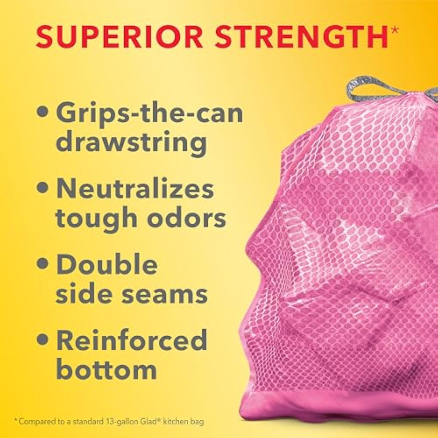 Glad ForceFlex MaxStrength Kitchen Trash Bags, 13 Gal, Bahama Bliss Febreze, 90 Ct