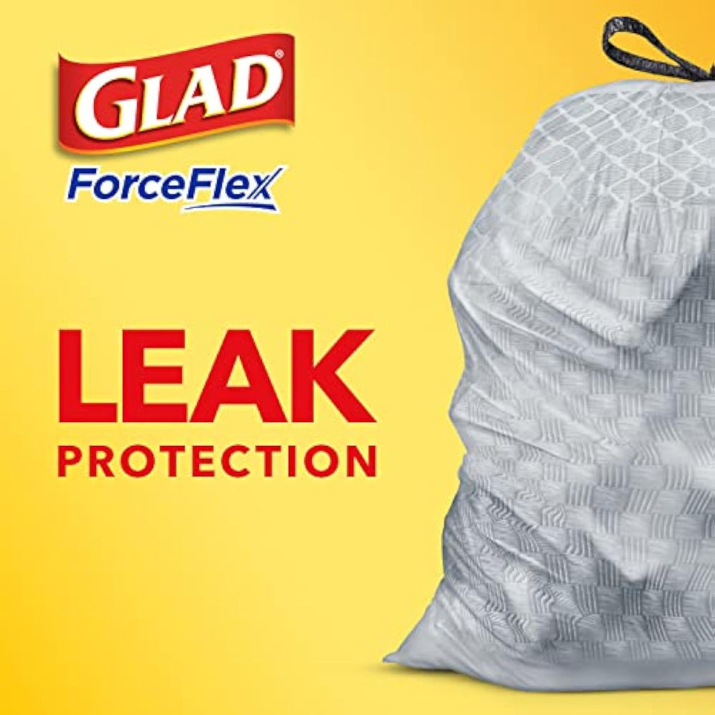 Glad Trash Bags, ForceFlex Tall Kitchen Drawstring Garbage Bags, Fresh Clean, 13 Gal, 40 Ct (Package May Vary)