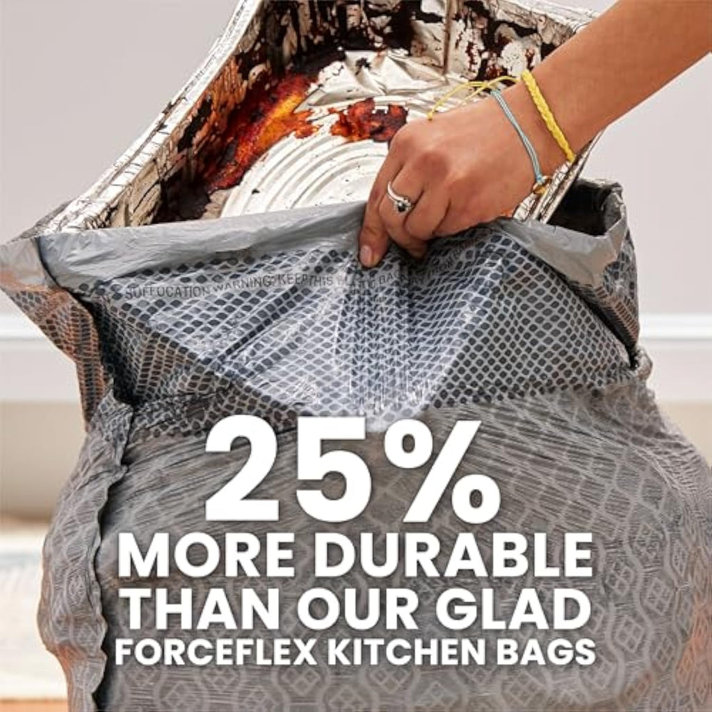 Glad ForceFlex MaxStrength Kitchen Trash Bags, 20 Gal, Fresh Clean Febreze, 80 Ct (Package May Vary)