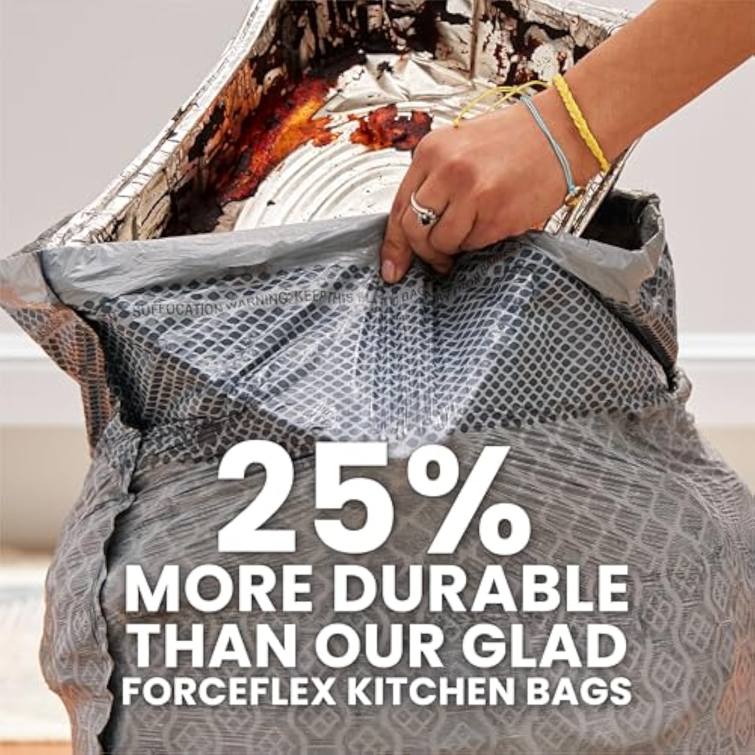Glad ForceFlex MaxStrength Kitchen Trash Bags, 20 Gal, Fresh Clean Febreze, 80 Ct (Package May Vary)