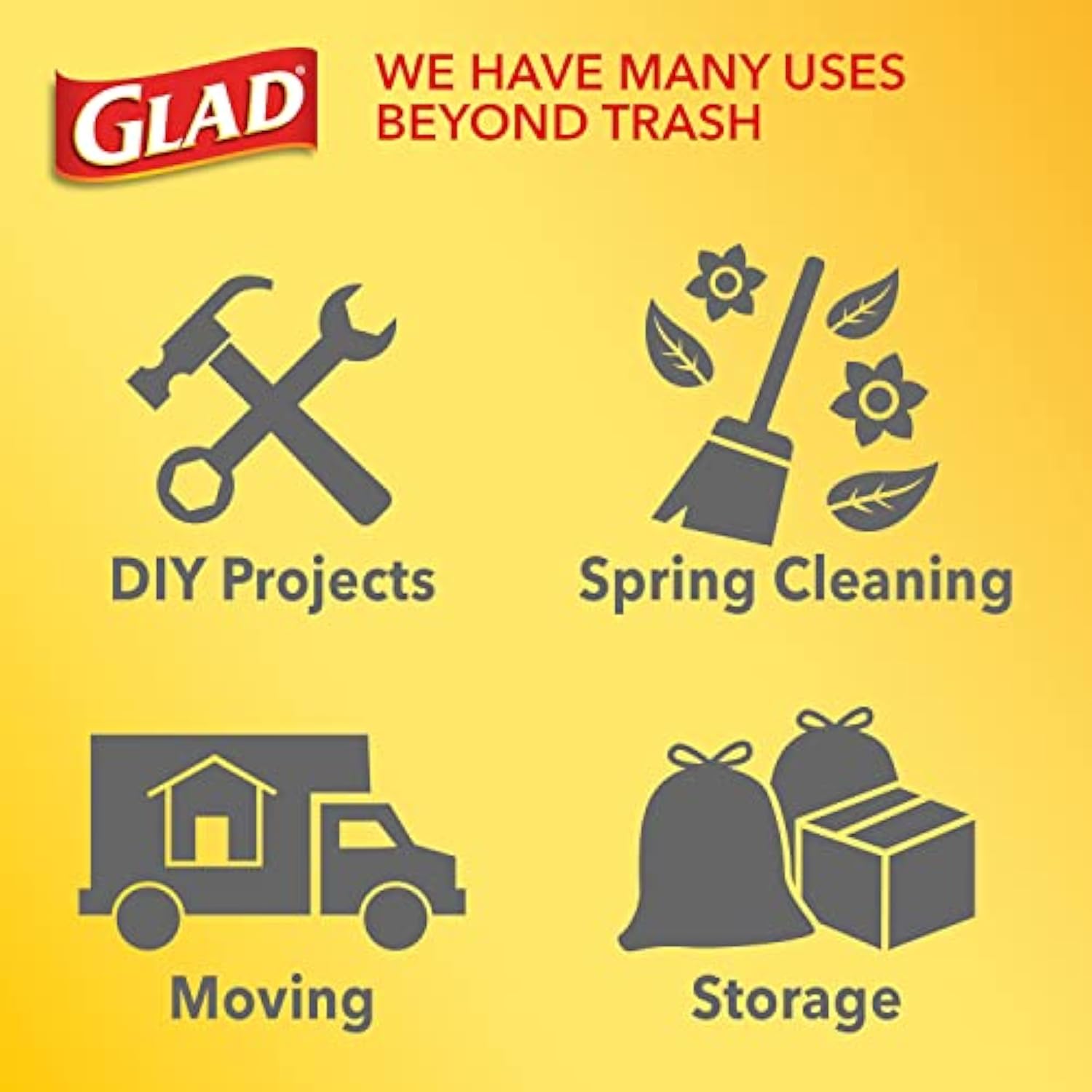 Glad Trash Bags, ForceFlex Tall Kitchen Drawstring Garbage Bags, Fresh Clean, 13 Gal, 40 Ct (Package May Vary)